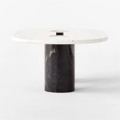 Liguria Oval White Marble Coffee Table With Black Marble Base 19 Liguria Oval White Marble Coffee Table With Black Marble Base -Nesto Store LiguriaWtOvTpBkBsMbCfTblSDSSF22
