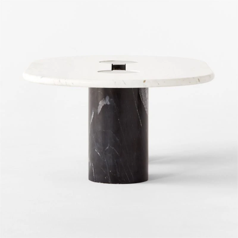 Liguria Oval White Marble Coffee Table With Black Marble Base 10 Liguria Oval White Marble Coffee Table With Black Marble Base - Image 8