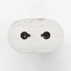 Liguria Oval White Marble Coffee Table With Black Marble Base 21 Liguria Oval White Marble Coffee Table With Black Marble Base -Nesto Store LiguriaWtOvTpBkBsMbCfTblTOPSSF22