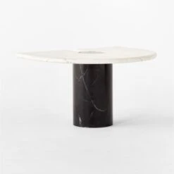 Liguria Rounded White Marble Side Table With Black Marble Base 11 Liguria Rounded White Marble Side Table With Black Marble Base -Nesto Store LiguriaWtTopBkBsTable3QSSF22