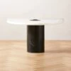 Liguria Rounded White Marble Side Table With Black Marble Base -Nesto Store LiguriaWtTopBkBsTableSHF22