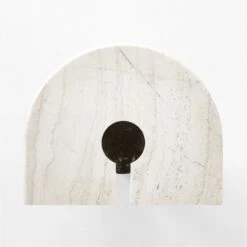 Liguria Rounded White Marble Side Table With Black Marble Base 15 Liguria Rounded White Marble Side Table With Black Marble Base -Nesto Store LiguriaWtTopBkBsTableTOPSSF22