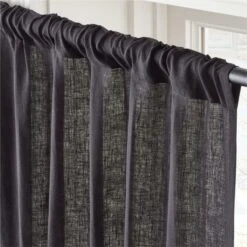 EUROPEAN FLAX™-Certified Linen Black Window Curtain Panel 48''x84'' -Nesto Store LinenBlack96CurtainPnlAVSHS23