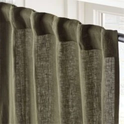 EUROPEAN FLAX™-Certified Linen Forest Green Window Curtain Panel 48''x84'' -Nesto Store LinenFrtGrn96CurtainPnlAV2SHS23