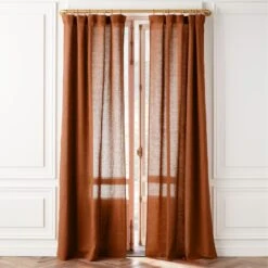Glazed Ginger Linen Window Curtain Panel 48''x84''