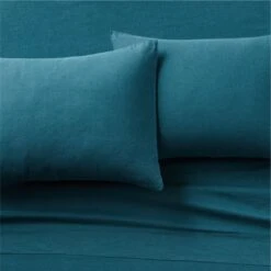 Linen Dark Teal King Pillowcases Set Of 2 -Nesto Store LinenQSheetSDarkTealSHF21 1