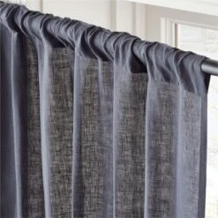 EUROPEAN FLAX™-Certified Linen Smokey Blue Window Curtain Panel 48''x84'' -Nesto Store LinenSmkBl96CurtainPnlAVSHS23