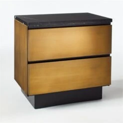 Logan 2-Drawer Brass And Black Marble Nightstand 17 Logan 2-Drawer Brass And Black Marble Nightstand -Nesto Store LoganBrsNBlkMrblNghtstnd3QF20