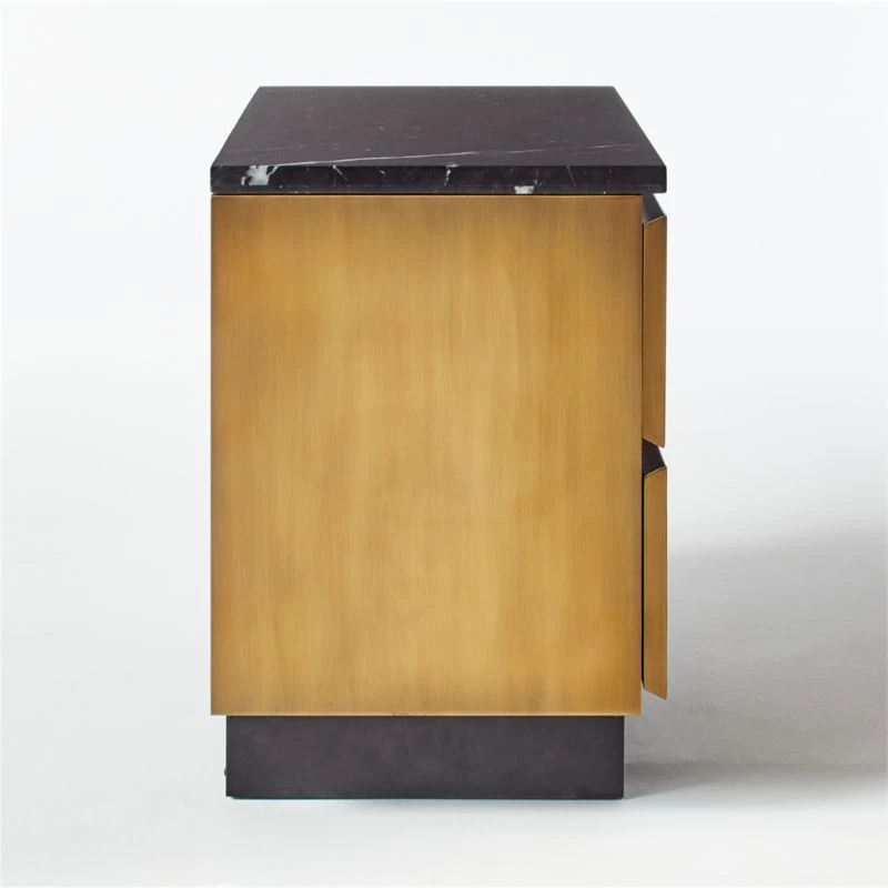 Logan 2-Drawer Brass And Black Marble Nightstand 10 Logan 2-Drawer Brass And Black Marble Nightstand - Image 8
