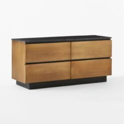 Logan 4-Drawer Black Marble-Top Dresser -Nesto Store LoganBsNBkMrblLowDresser3QSSS23