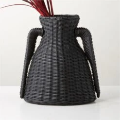 Luana Woven Black Vase Small -Nesto Store LuanaBlkWvnVaseBasketSmAVSHS23