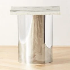 Luca White Marble Side Table
