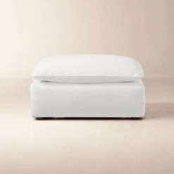 Lumin Snow White Performance Fabric Ottoman