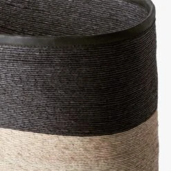 Luna Braided Two-Toned Storage Basket 11 Luna Braided Two-Toned Storage Basket -Nesto Store LunaBlackNNaturalBasketAVF19