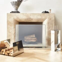 Maddox Polished Nickel Log Holder -Nesto Store MaddoxCollectionFHF22 1