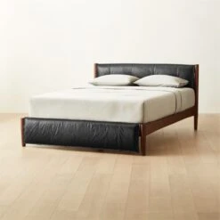 Maraba Black Leather Queen Bed -Nesto Store MarabaLeatherQueenBedAVSHSS22