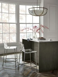 Chiaro Clear Counter Stool Nickel 18 Chiaro Clear Counter Stool Nickel -Nesto Store MarbleTopGreyWoodIslandJL19