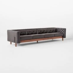 Marconi 4-Seater Tufted Black Leather Sofa -Nesto Store Marconi4StrBkLthTftdSofa3QSSF22