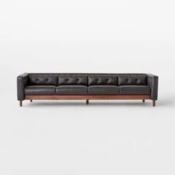 Marconi 4-Seater Tufted Black Leather Sofa -Nesto Store Marconi4StrBkLthTftdSofaSOSSF22