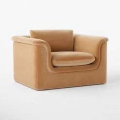 Mardones Camel Brown Velvet Lounge Chair -Nesto Store MardonesCamelVlvtChair3QSSF23