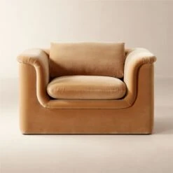 Mardones Camel Brown Velvet Lounge Chair