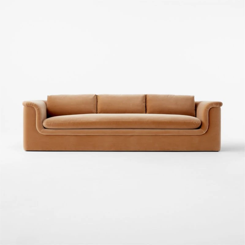 Mardones Camel Brown Velvet Sofa 4 Mardones Camel Brown Velvet Sofa - Image 2