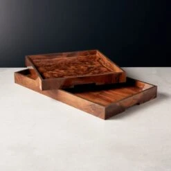 Marq Rectangular Burl Wood Tray -Nesto Store MarqSquareBurlwoodTraysFHS21