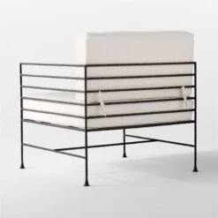 Marteau Black Iron Outdoor Lounge Chair With White Sunbrella® Cushions -Nesto Store MarteauLoungeChair3QBSSS23