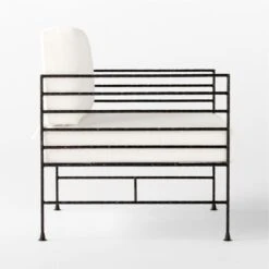 Marteau Black Iron Outdoor Lounge Chair With White Sunbrella® Cushions -Nesto Store MarteauLoungeChairSDSSS23