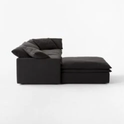 Mattea 4-Piece Charcoal Black Performance Linen Sectional Sofa With Left-Arm -Nesto Store Mattea4PcBlkLASectSDSSS23