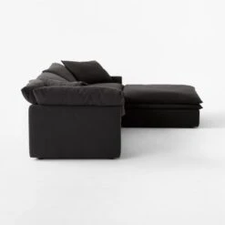 Mattea 4-Piece Charcoal Black Performance Linen Sectional Sofa With Right-Arm -Nesto Store Mattea4PcBlkRASectSDSSS23