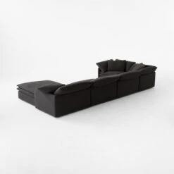 Mattea 6-Piece Charcoal Black Performance Linen Sectional Sofa With Right Arm 12 Mattea 6-Piece Charcoal Black Performance Linen Sectional Sofa With Right Arm -Nesto Store Mattea6PcBlkRASect3QBSSS23