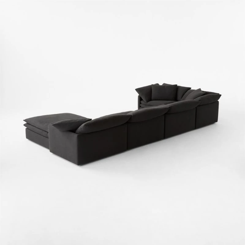 Mattea 6-Piece Charcoal Black Performance Linen Sectional Sofa With Right Arm 7 Mattea 6-Piece Charcoal Black Performance Linen Sectional Sofa With Right Arm - Image 5