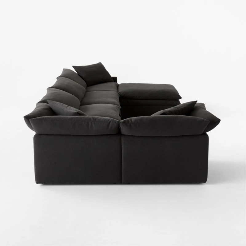 Mattea 6-Piece Charcoal Black Performance Linen Sectional Sofa With Right Arm 6 Mattea 6-Piece Charcoal Black Performance Linen Sectional Sofa With Right Arm - Image 4