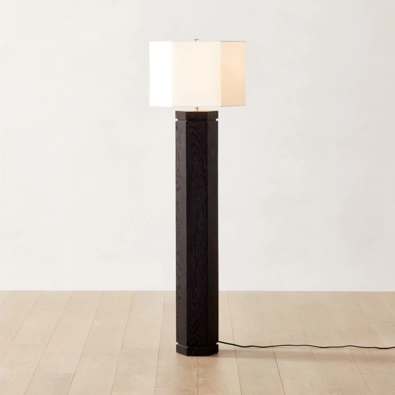 Maya Black Ebonized Oak Wood Floor Lamp 4 Maya Black Ebonized Oak Wood Floor Lamp - Image 2