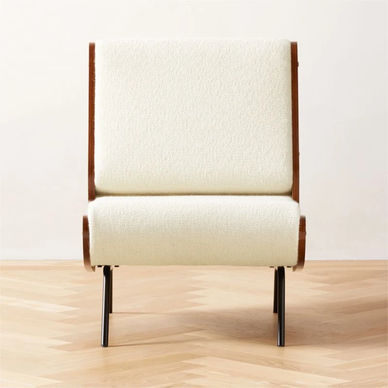 Meda Ivory Wool Armless Lounge Chair 3 Meda Ivory Wool Armless Lounge Chair