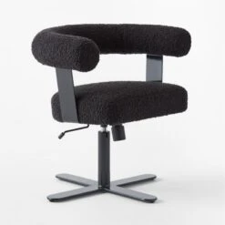 Mezza Charcoal Grey Boucle Office Chair -Nesto Store MezzaCharcBclChair3QSSS23