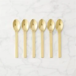 Set Of 6 Mini Gold Cocktail Spoons