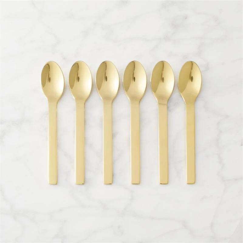 Set Of 6 Mini Gold Cocktail Spoons 3 Set Of 6 Mini Gold Cocktail Spoons