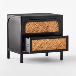 Miri 2-Drawer Black Cane Nightstand -Nesto Store MiriNightstand3QAVSSF21