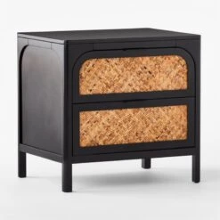Miri 2-Drawer Black Cane Nightstand -Nesto Store MiriNightstand3QSSF21