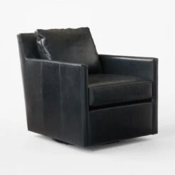 Monsef Black Leather Swivel Chair -Nesto Store MonsefBlkLthrSwivelChair3QSSF23