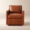 Monsef Brown Leather Swivel Chair -Nesto Store MonsefBrnLthrSwivelChairSHF23