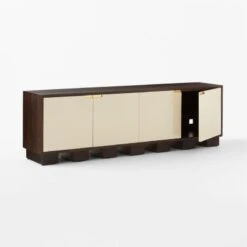 Moti Brown And White Mango Wood Media Console -Nesto Store MotiMediaCredenza3QAVSSS23
