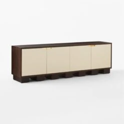 Moti Brown And White Mango Wood Media Console -Nesto Store MotiMediaCredenza3QSSS23