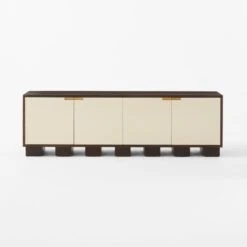 Moti Brown And White Mango Wood Media Console -Nesto Store MotiMediaCredenzaSOSSS23