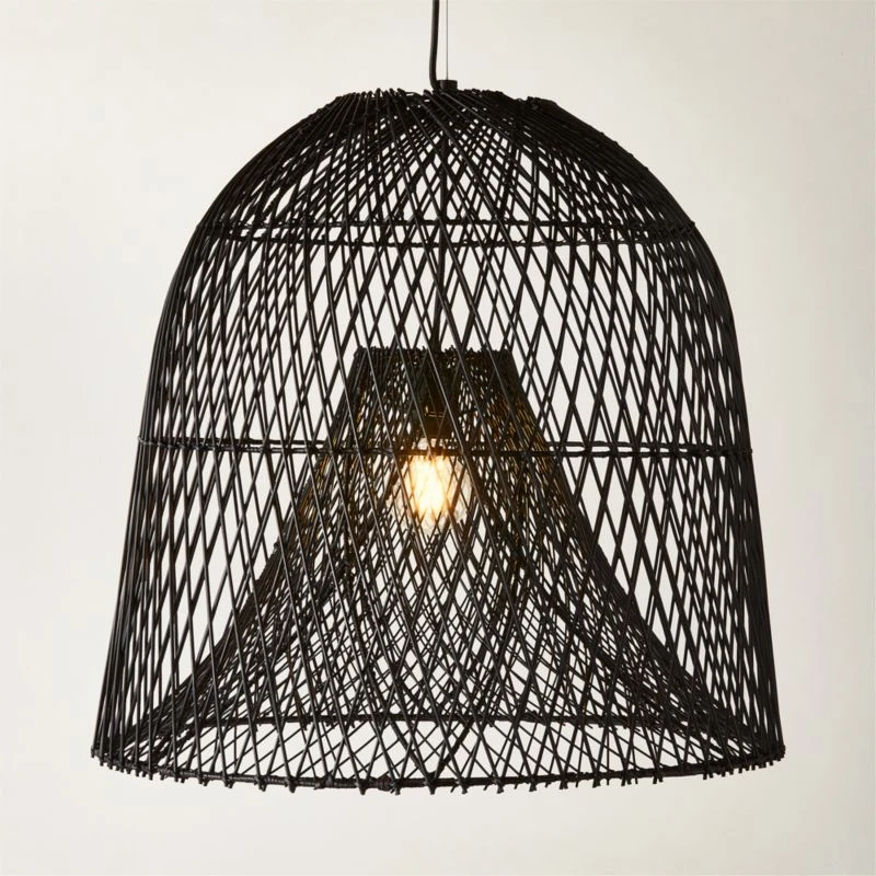 Nassa Woven Black Bamboo Pendant Light 4 Nassa Woven Black Bamboo Pendant Light - Image 2