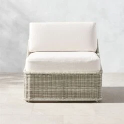 Nino Ivory Rattan Outdoor Lounge Chair With Ivory Boucle Sunbrella® Cushions