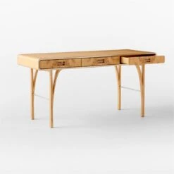 Noemie 3-Drawer Burl Wood Office Desk -Nesto Store NoemieBurlDeskAV2SSS23