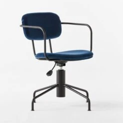 Nyle Navy Blue Velvet Office Chair -Nesto Store NyleNavyVlvtChair3QSSS23